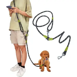 Hands Free Dog Leash Crossbody Dog Running Leash Handsfree Pet Rope for Hiking Training Heavy Duty Reflective Pet Walking Belt (Black)