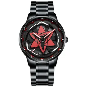 Kaleidoscope Sharingan Rotary Dial Watch 3D Japanese Anime Dial Quartz Men's Watch Top Brand Luxury Waterproof Fashion Men Watch