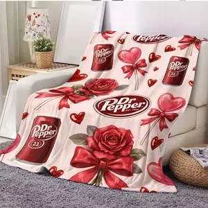 Plush Fabric Ultra-Soft Pink Dr Pepper Throw Blanket, Cozy Drink-Themed Warm Cover, Ideal for Movie Nights & Cold Days, Cute Novelty Home Decor, Perfect Gift for Friends & Family