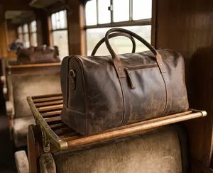 PrimeFit Premium Leather Gym Duffel Bag – 24” Travel & Overnight Sports Weekender Bag