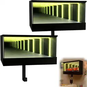 Infinite Garage Keychain Holder, 5.9 Inch Racing Key Rack Wall Mounted LED Led Illumination, Glowing Illusion Tunnel, Car Enthusiast Gift Home Decor