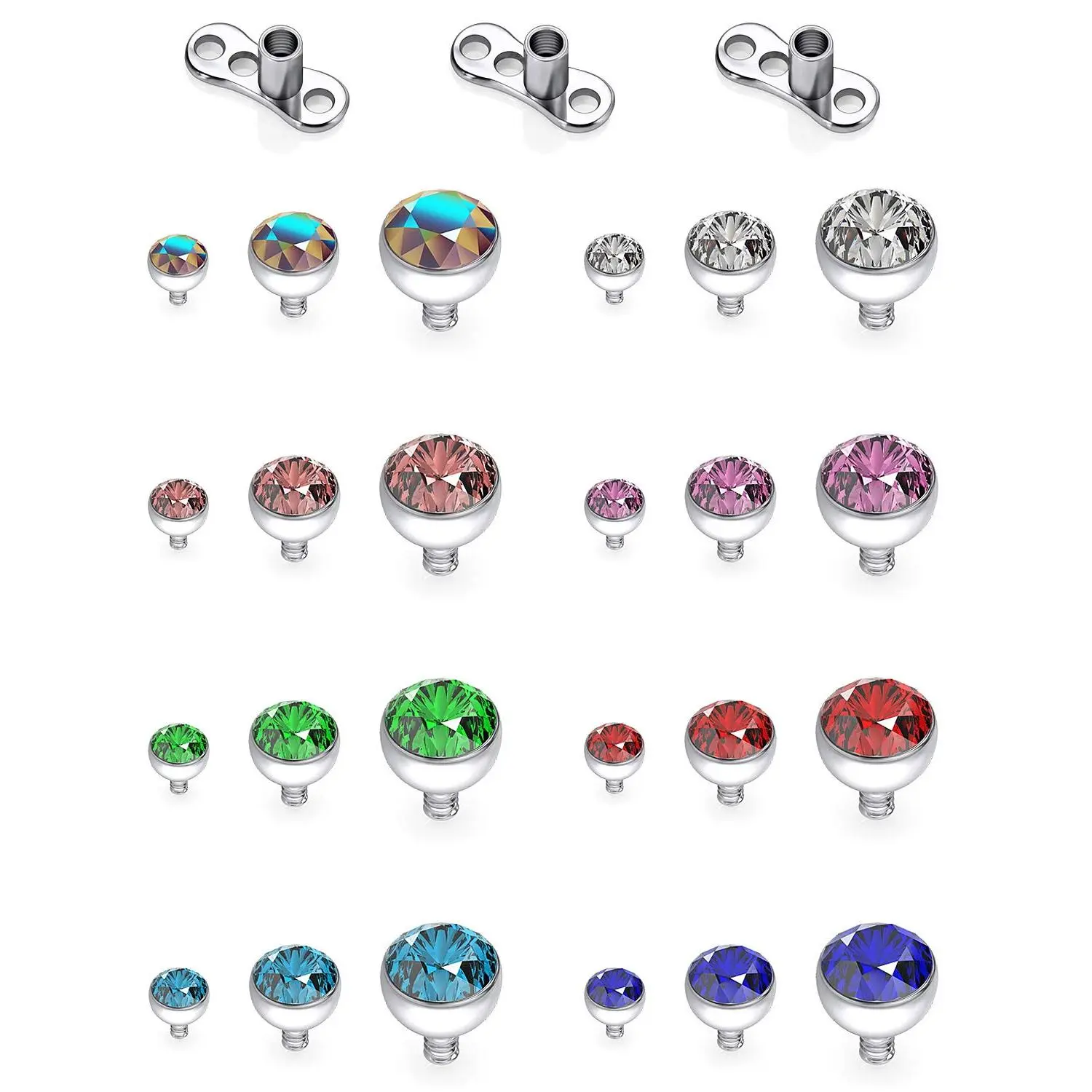 14g Clear Cz Dermal Anchor Tops And Base Titanium Microdermals Body For Women Men 2mm 3mm 4mm