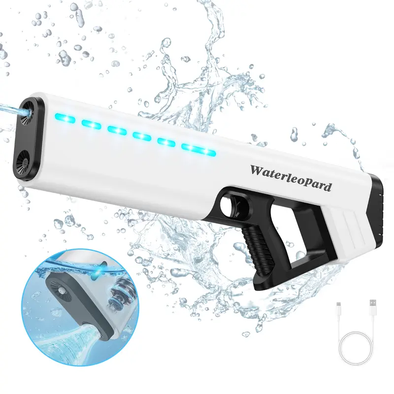 20 inchs Electric Water Gun with Automatic Water Absorption, IP67 waterproof function,Built-in 1500mAh  battery, Long Range 30 -35FT, 600ml Capacity, Rechargeable Outdoor Pool Pulse Squirt Gun for Adult, Kids