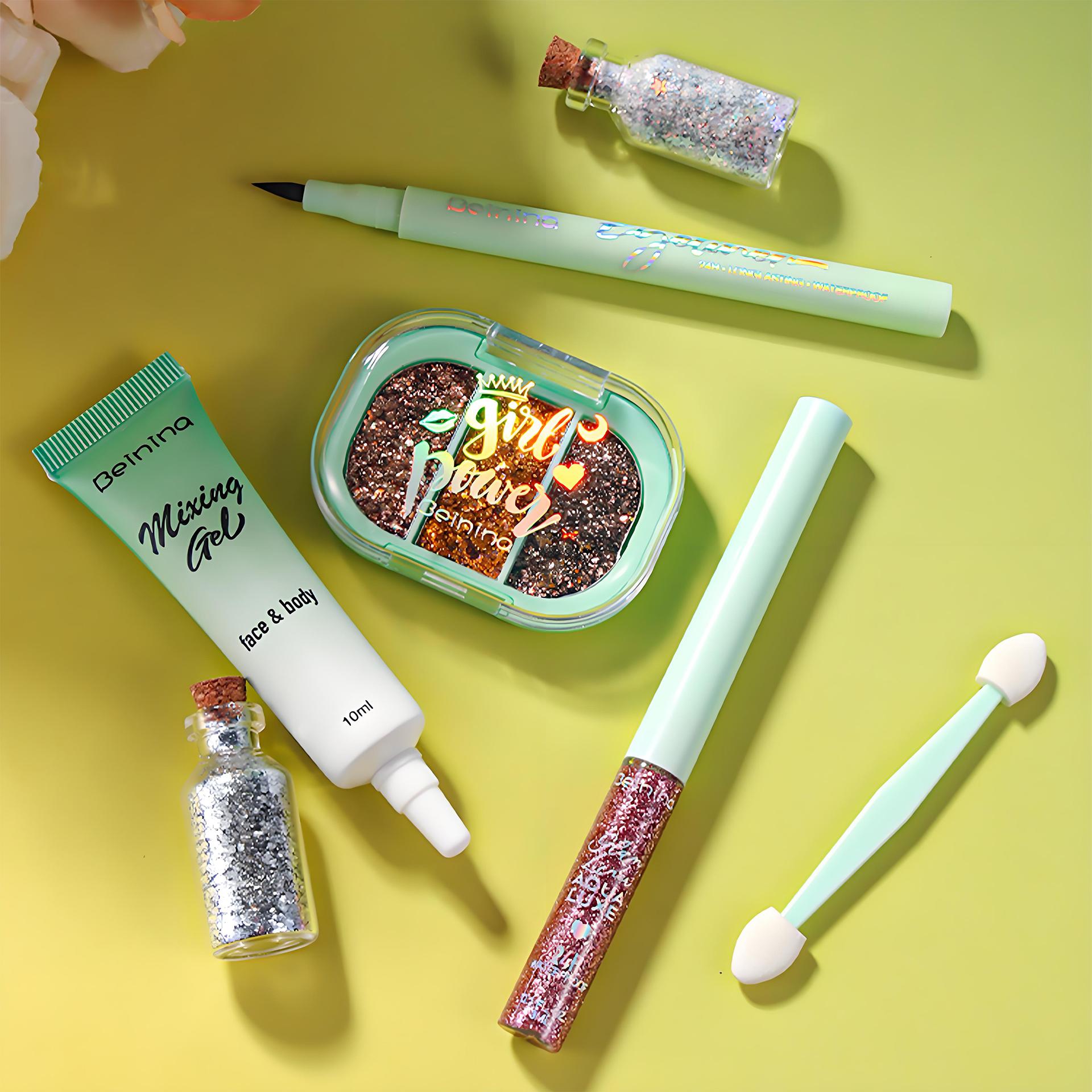 Glitter Liquid Eyeliner & Eyeshadow Set – Waterproof, Smudge-Proof & Vibrant – Perfect for Summer Music Festivals, Rave Parties, Halloween Looks, Holiday Glam & New Year's Eve – Cute Drink-Shaped Container – Long-Lasting, High-Shine Eye Makeup