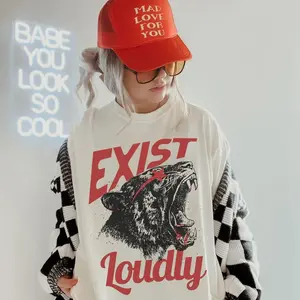 Comfort Color Exist Loudly Graphic Tee, vive la resistance shirt, feminist apparel, womens rights gift, long live rad women, vive la femme tee, resist tee