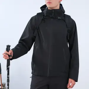 Lightweight Waterproof Outdoor Jacket Dustproof Oil Resistant Hiking Shell with Hood and Pockets