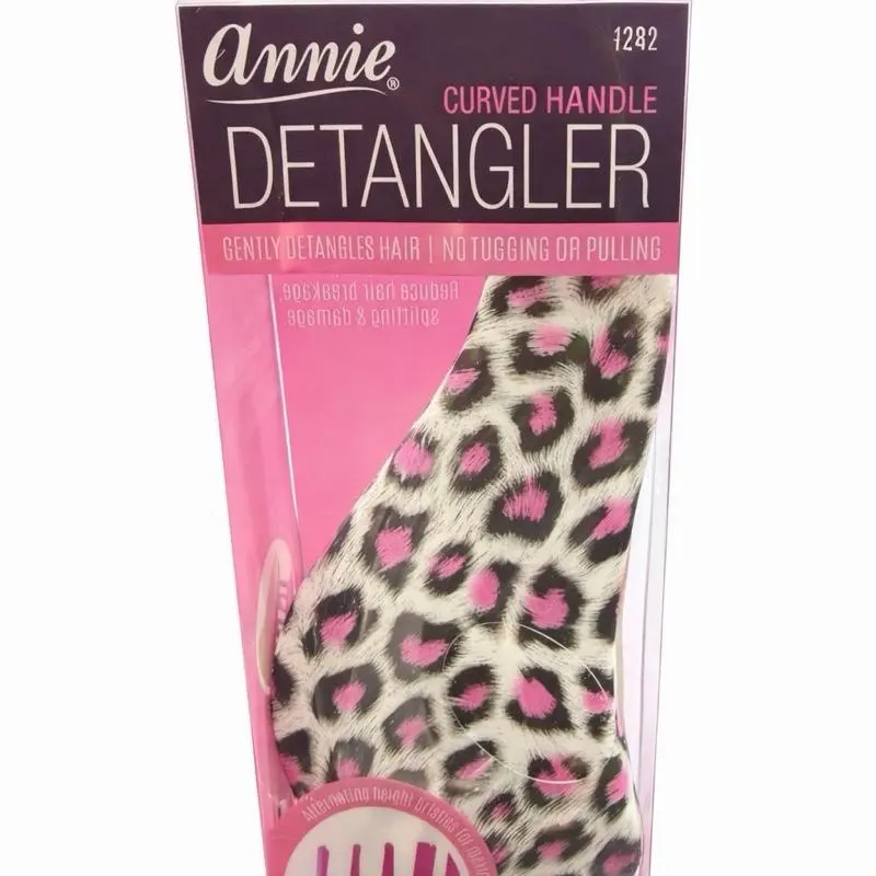 ANNIES 1282 Plastic Detangler Brush with Curved Handle for Gentle, No-Tug Hair Detangling - Unisex Hair Care Tool, Pee, Anti-Snagging, Polyether Ether, Comfortable Grip, With Handle