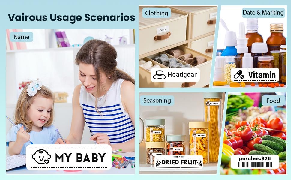 Labels N12 Label Maker Tape, Label Printer Paper, 14x40mm (0.55"x1.57"), Black on White Sticker Thermal Paper Self-Adhesive, Compatible with N12 Label Printer, 180 Labels/Roll, 3-Roll