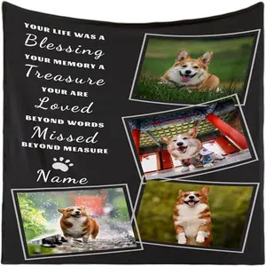 Pet Memorial Gifts for Family Friend,Personalized Blanket with Photos and Name-in Loving Memory Gifts for Loved Ones Lost, Custom Remembrance Gifts Blankets for Pets Lover, Dog Funeral Gifts