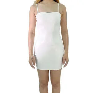 White  Latex Dress for Ladies Sleek Comfortable Design Casual Sleeveless Latex Material Versatile Stylish Elegant Piece