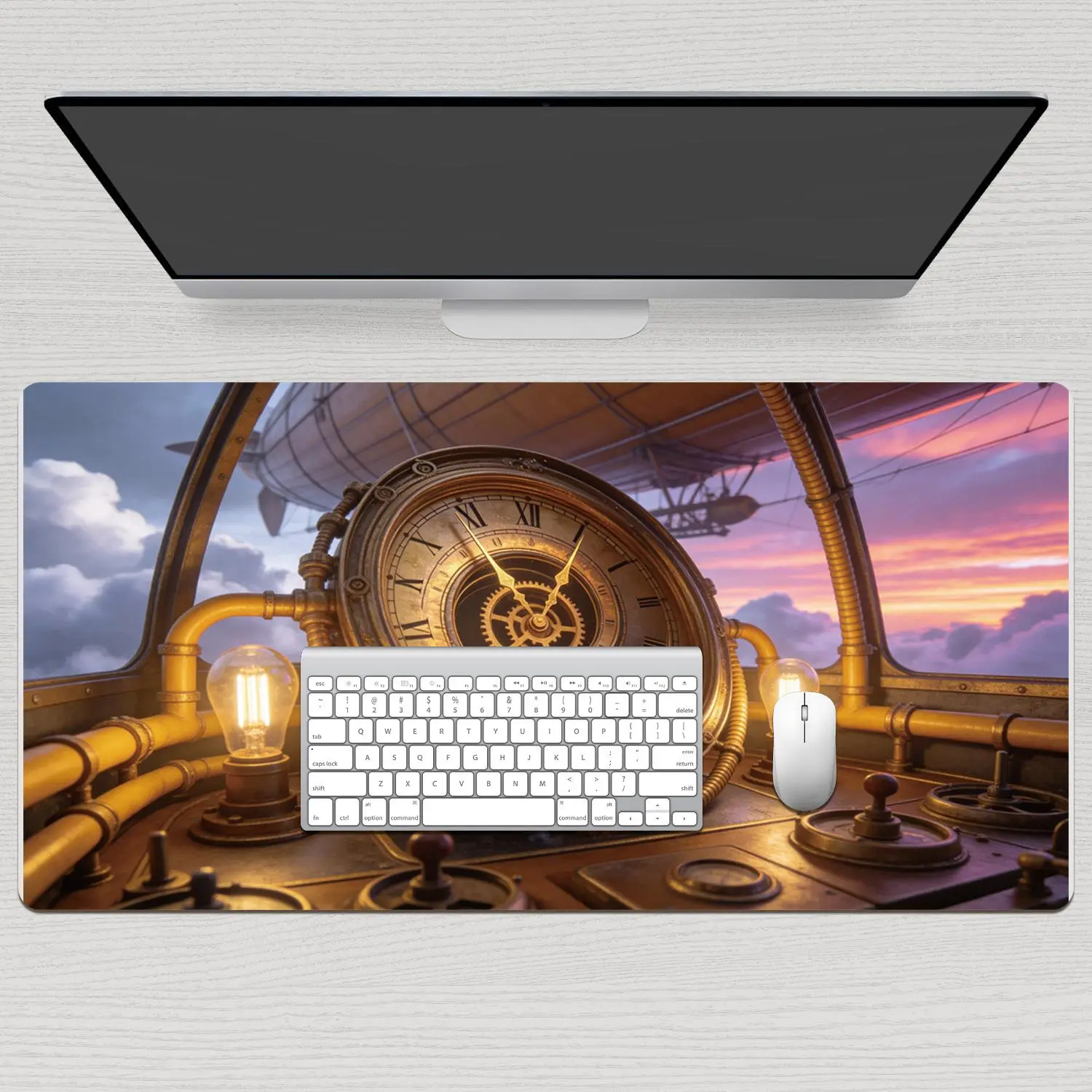 LIVEKEY Magic Forest Glowing Lantern Large Gaming Mouse Pad, 31.5x15.75in with Fireflies, Non-Slip Base, Stitched Edges, Smooth Glide & Control Non Slip Mousepad for Gamers