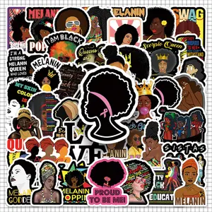 Black Girl Pattern Sticker, 100pcs/set Creative Cartoon Sticker, Decorative Sticker for Phone Case, Computer, Guitar, Bag, Water Cup, Scrapbook, Ornaments