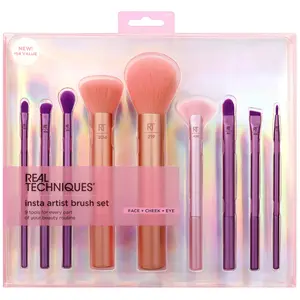 Real Techniques Insta Artist Brush Kit, Face, Cheek & Eye Brush 9 Piece Set