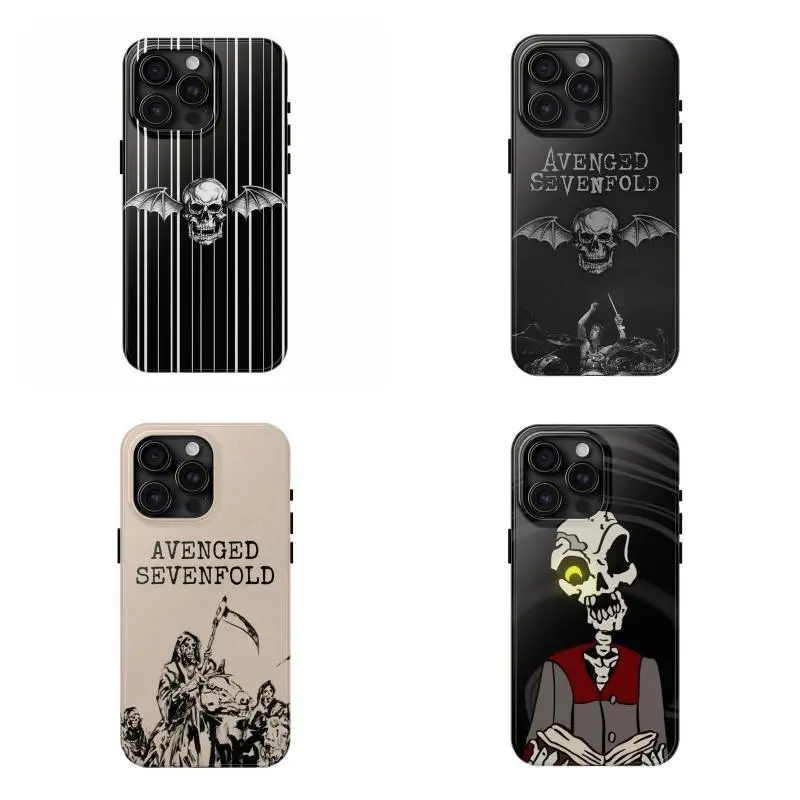 Avenged Sevenfold Band Phone Case - Gothic Skull & Dark Art Design,Tough phone case,for iPhone 16 15 14 13 12 11 17Pro Max,for SAMS25 S24 S23 S22 Ultra,Gifts For Fans Men Women, Phone Accessories