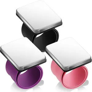 3 Pcs Magnetic Pin Holder Magnetic Wristband for Hair Stylist Wrist Sewing Pincushion Hair Clips Collector Bobby Pin Magnet Holder for Braiding Quilting Supply (Square)