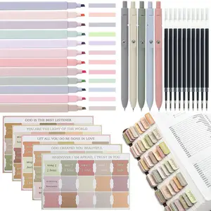 Aesthetic Bible Highlighters and Gel Pens No Bleed Bible Study Supplies Journaling Kit Tabs for Women, Cute Office Desk Accessories Essentials Stuff for Planner College Nurse