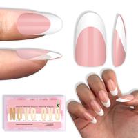 Medium Oval White French Tip BABY PINK