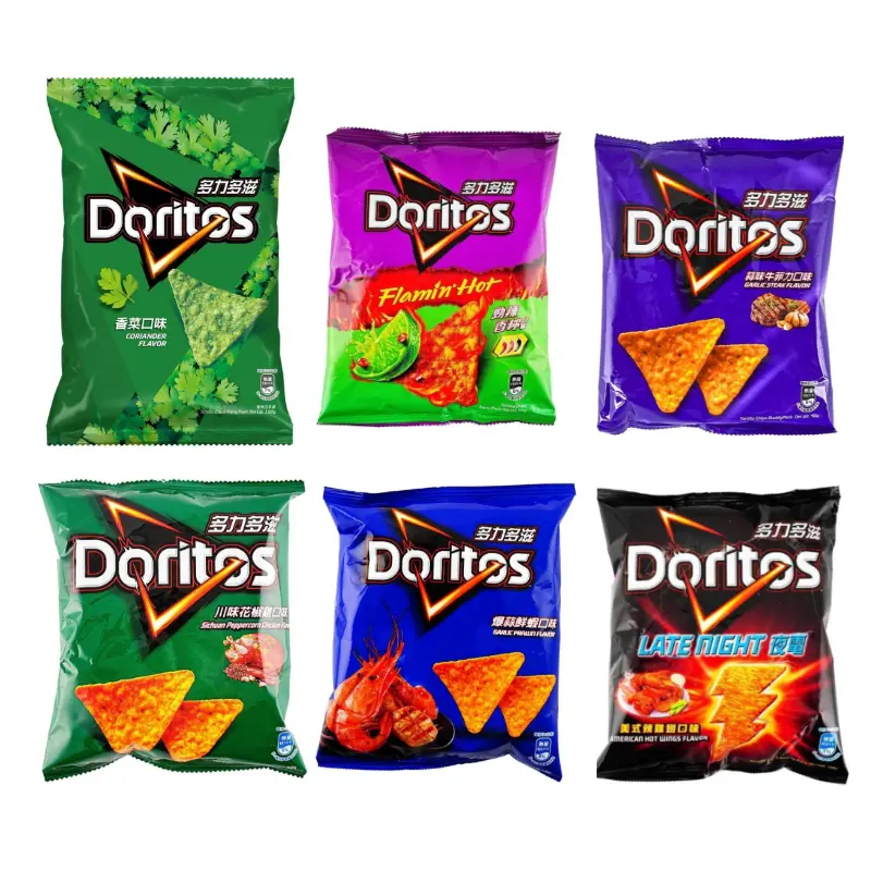 Doritos Taiwan Cilantro/Spicy Lemon/Sichuan Pepper Chicken/Artificial Buffalo Wings/Garlic Beef/Garlic Shrimp  Flavor Corn Chips- Unique Asian Snack Experience Crispy Pack，Limited Edition