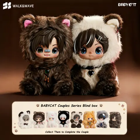 Babycat Series Soft Polyester Plastic Stuffed Animal Dolls Blind Bag Toy - Sealed Hobby Box, Romantic Couple Gift, House Decoration, Random Surprise Set for Ages 15+, Animals and Nature Collecting