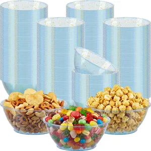 100 Pack 6oz Glitter Blue Disposable Plastic Bowls ,Glitter Small Bowls