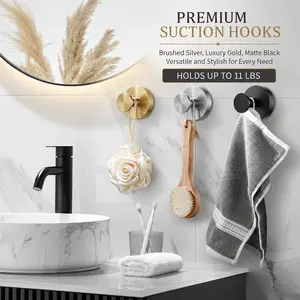 Premium Suction Cup Hooks 2 Pack - Drill Free Reusable Shower Hooks, Home Gadgets & Bathroom Accessories for Tile, Glass Door, Mirror - Towel & Robe Holder