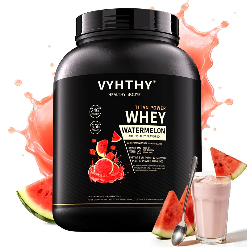 VYHTHY Whey Protein Powder - Watermelon Flavor, 24g Protein, 3.5g BCAAs, Sugar-Free, High-Quality Whey Isolate & Concentrate, Nutrition Dietary Supplement for Fitness Muscle Growth & Recovery, Balanced Nutritional Protein Supplements, Concentrate Powder P