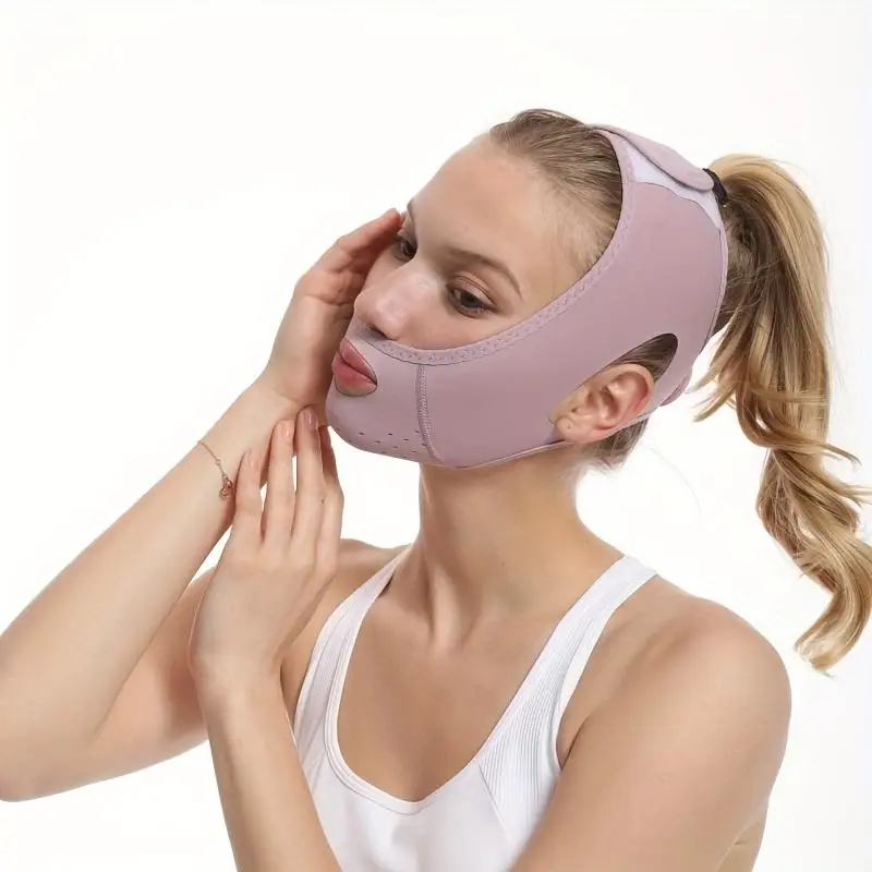 Breathable Ice Silk Face Lifting Bandage, V Face Beauty Sleep Mask, Double Chin Reducer, Face Lifting Bandage for Women & Men, Christmas Gift, Facial