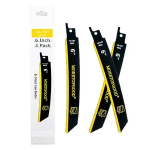 6 Inch and 9 Inch 14/18 TPI Bi-Metal Reciprocating Saw Blades with Arc Edge, Japanese Teeth Saw Blades for Medium Metal Cutting,Cobalt Bi-Metal Saw Blades for Pipe,Carbide Alloy Steel,3 Pack