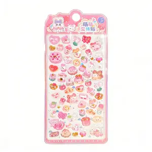 Cute Cartoon Stickers 3D Animal Decals, Self-Adhesive DIY Phone Case Decorations, High-Quality Single Use Gift for Stationery