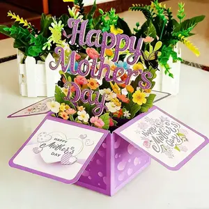 3D Mother's Day Pop-Up Card with Envelope, Vibrant Floral Design, Creative Gift for Mom or Elderly Women, Perfect Holiday Present