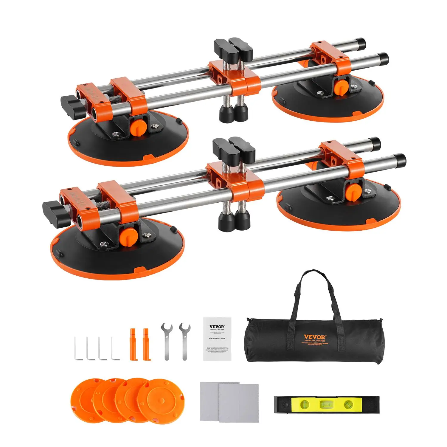 【summerfinds】VEVOR Seamless Seam Setter, 2 Packs, Granite Seam Setter with 6 in Vacuum Suction Cups & Tool Bag, Seam Joiner for Seam Joining & Leveling, Countertop Installation Tool for Tile Stone Marble Slab