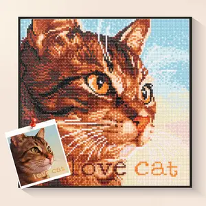 Love Cat" Tabby Diamond Painting Kit, Cute Cat Portrait Art, DIY Sparkling Home Decor, Creative Wall Art, Perfect Gift for Cat Lovers, Relaxing Diamond Craft, Pet - Themed Home Decor,Pet - Themed Home Decoration