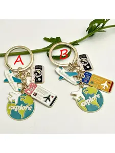 1pc Trendy Travel-themed Key Chains with Airplane, Globe and Exploration Designs - Zinc Alloy Keychains, Bags and Backpacks - Perfect Gifts, Key Chains/adventure Style/durable Key Chains