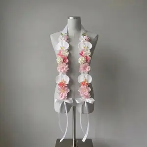 Floral Fabric Graduation Lei, Handmade Ribbon Flower Stole, Custom Grad Sash, Senior Photo Prop, Graduation Gift