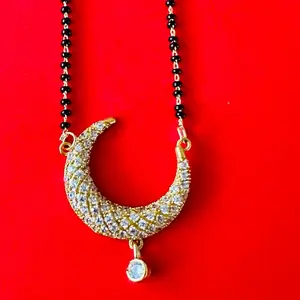 Half moon shaped diamond filled mini Mangalsutra fashion Jewelry beautiful necklace to add your collection/ gift for her
