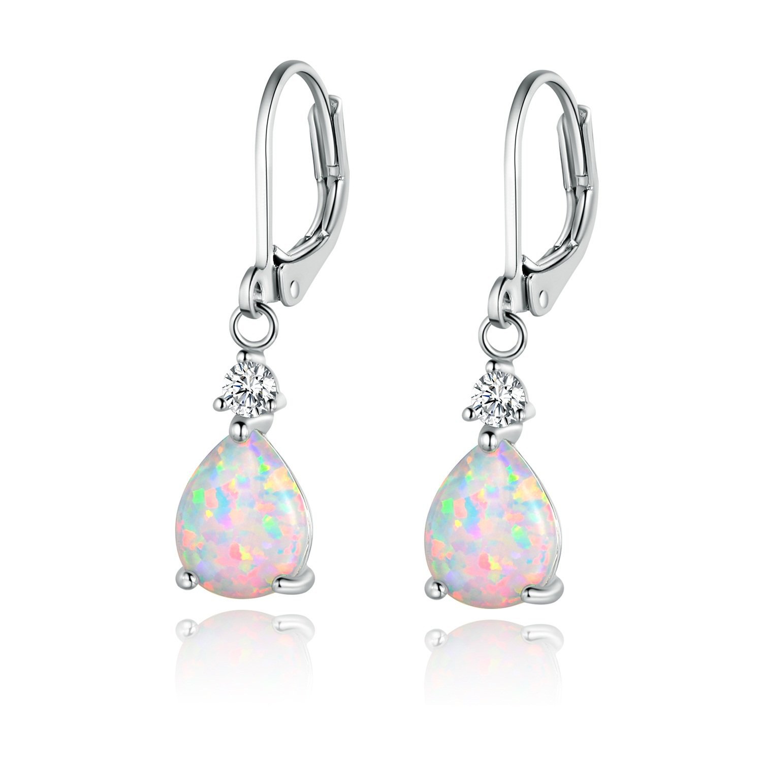 Drop-Shaped Earrings with Inlayed Gem
