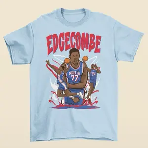 VJ Edgecombe Cartoon Style Philadelphia Basketball T-Shirt - Men’s Adult Sizes, 100% cotton tee, unisex style
