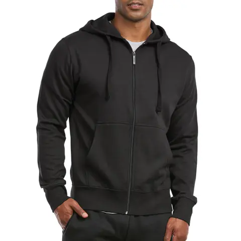 Men's Fleece Hoodie Full Zip Cotton Lightweight with Pockets Sweatshirt Tops S-3XL Solid Zipper Lined Long Sleeve Menswear Sweaters Spring Outdoor