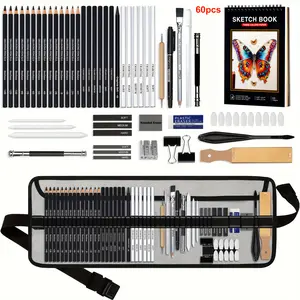 60 pcs Drawing Kit Sketching Pencil Set,Sketch Pencils Art Supplies with 3-Color Sketchbook,Graphite,Charcoal,Drawing Pencils for Adults Artists, Art Materials