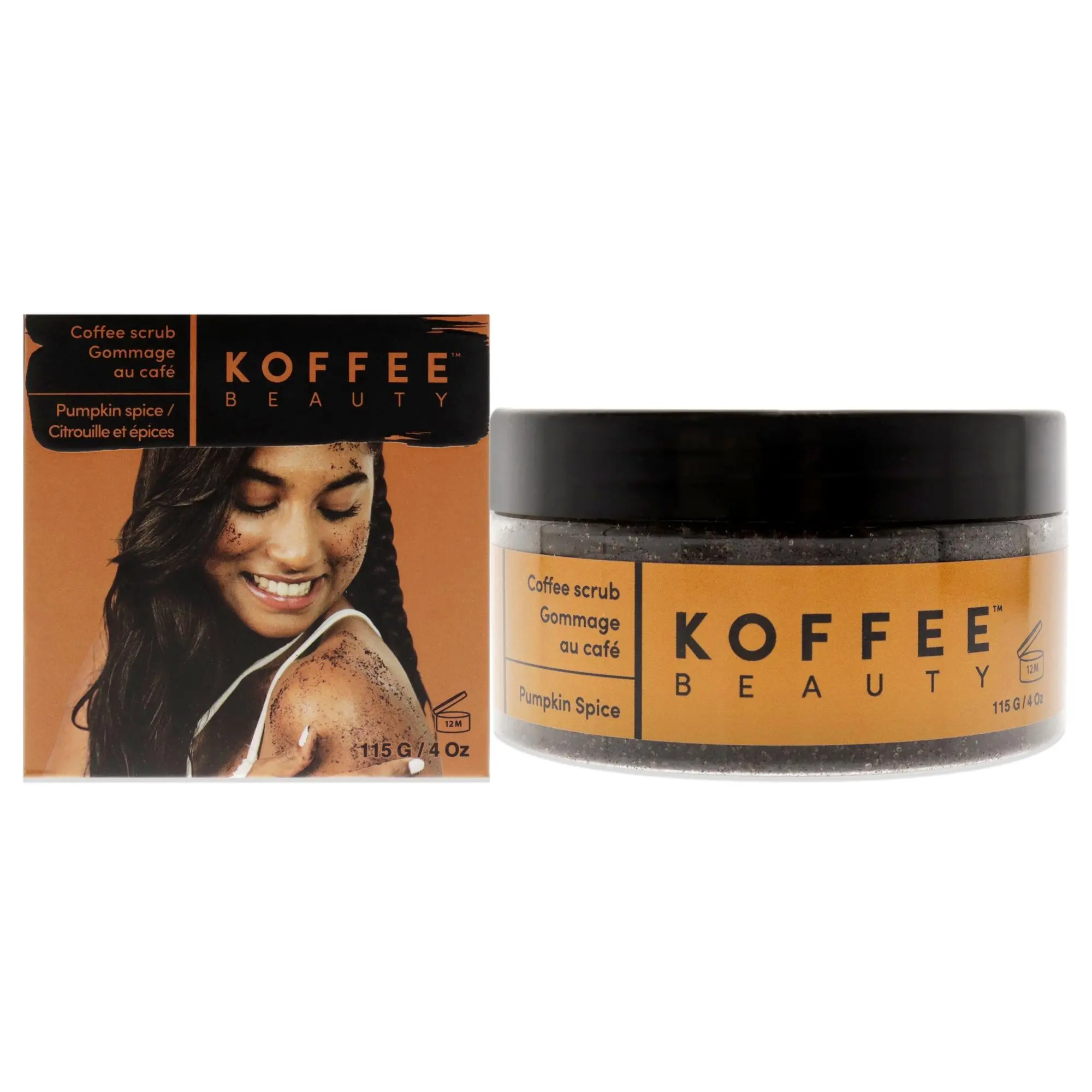 Koffee Beauty Pumpkin Spice Coffee Scrub for Body, Scented Exfoliating Polish for Daily Skincare, Unisex, 4 oz, Cosmetic