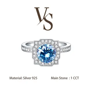 [Venus Jewelry] Synthetic Mossianite 1 CCT Dainty Six Flower Design Solid Silver 925 Ring