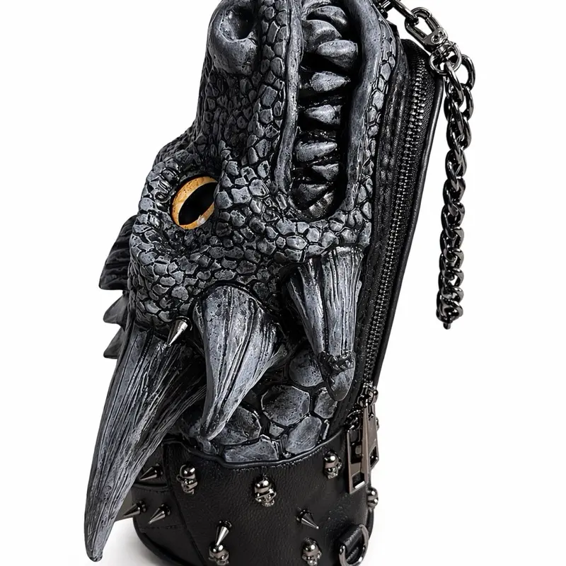 Gothic Dragon Skull Crossbody Bag, Sculpted Statement Shoulder Purse for Men & Women, Stylish Creative Party Bag, Creative Design Bag