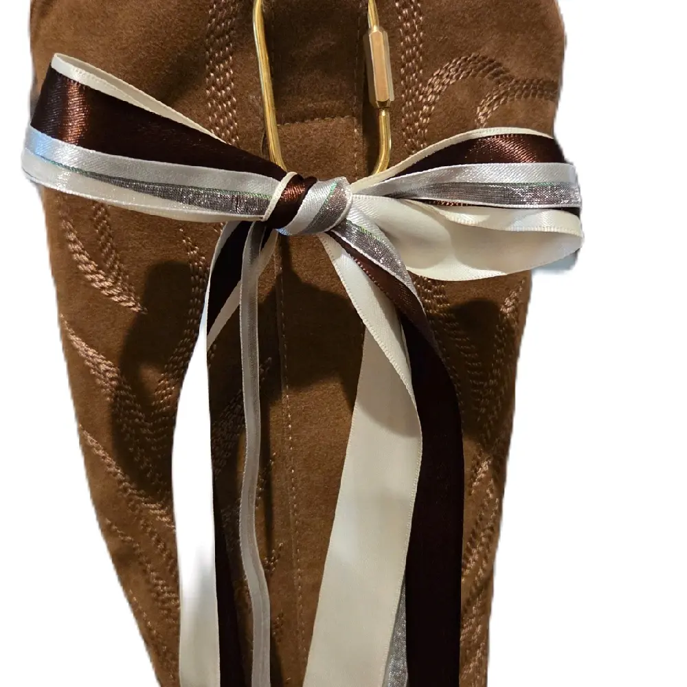 The Original Boot Jewelry & Bows – Chocolate & Ivory Satin Boot Bows (Set of 2)