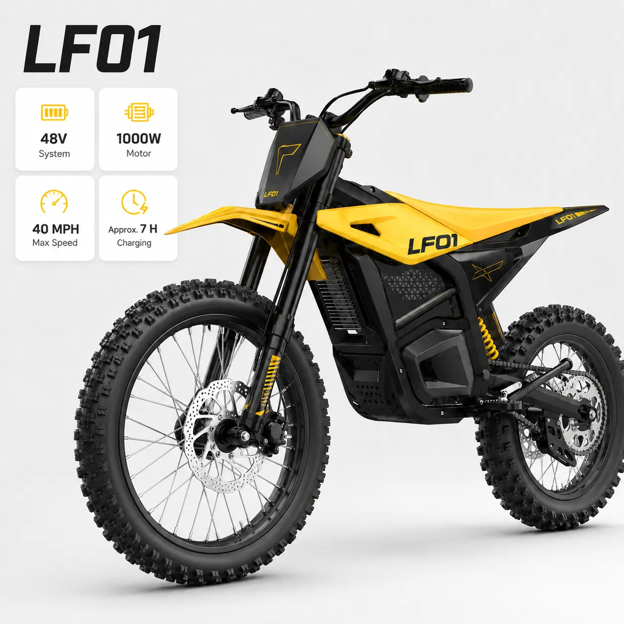 LF01 48V 1000W High-Performance Electric Commuter Bike, Removable Battery, Full Suspension, 40MPH Top Speed, 25Miles Range, Hydraulic Disc Brake, All-Terrain 14/12-Inch Wide Tires, Carbon Steel Frame for Outdoor Adventure & Daily Urban Travel