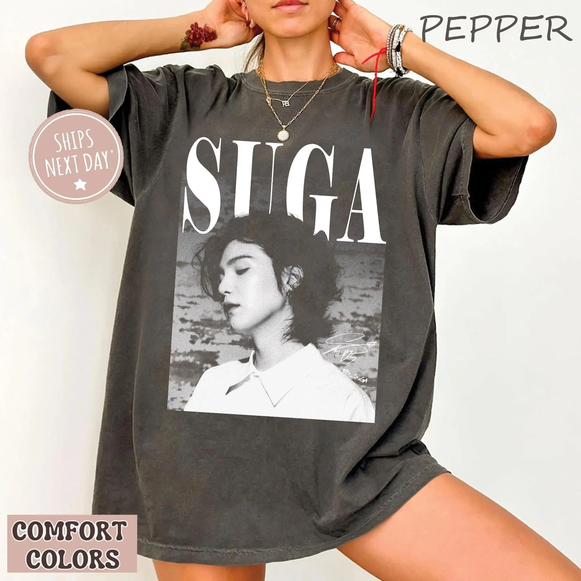 Kpop Vintage Suga Comfort Colors Shirt, Kpop Retro 90s Tee, Suga Gift Shirt For Fan