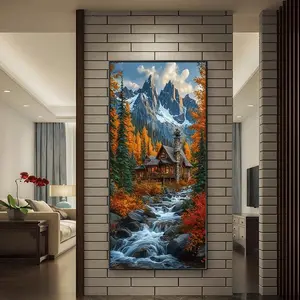 Mountain House Pattern DIY Diamond Arts Colorful Painting Kit without Frame, DIY 5D Diamond Arts Colorful Painting Kit, Wall Art Decor for Home Living Room Bedroom