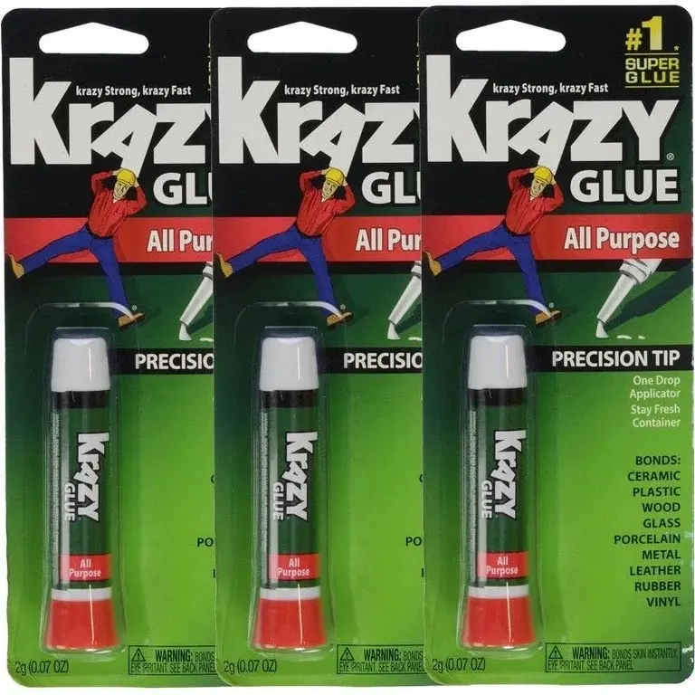 Krazy Glue 3-Pack Instant Fast-Drying All-Purpose Glue, 0.07oz Precision Tip for Ceramic, Plastic, Wood, Glass, Metal, Leather, Rubber, Vinyl - Office Adhesive for Tape, Adhesives & Fasteners Supplies