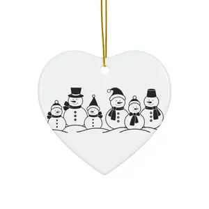 Snowman Squad Ceramic Ornament, 4 Shapes christmas decorations Pack Tree christmas  ornaments Circle Glossy