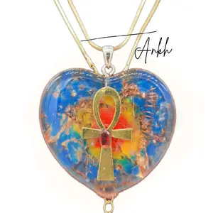 ANKH Orgone Energy Pendant - Copper & Clear Quartz Heart Design - Divine Power &  Protection - Sun Charged Orgonite Healing Tool