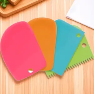 Flexible Fondant Scraper, Heat-Resistant & Non-Stick Baking Tool | 4-in-1 Icing Smoother, Cake Decorating, Shaping Kit | Anti-Mold, Easy-Clean, Kitchen Must-Have for Efficient Baking